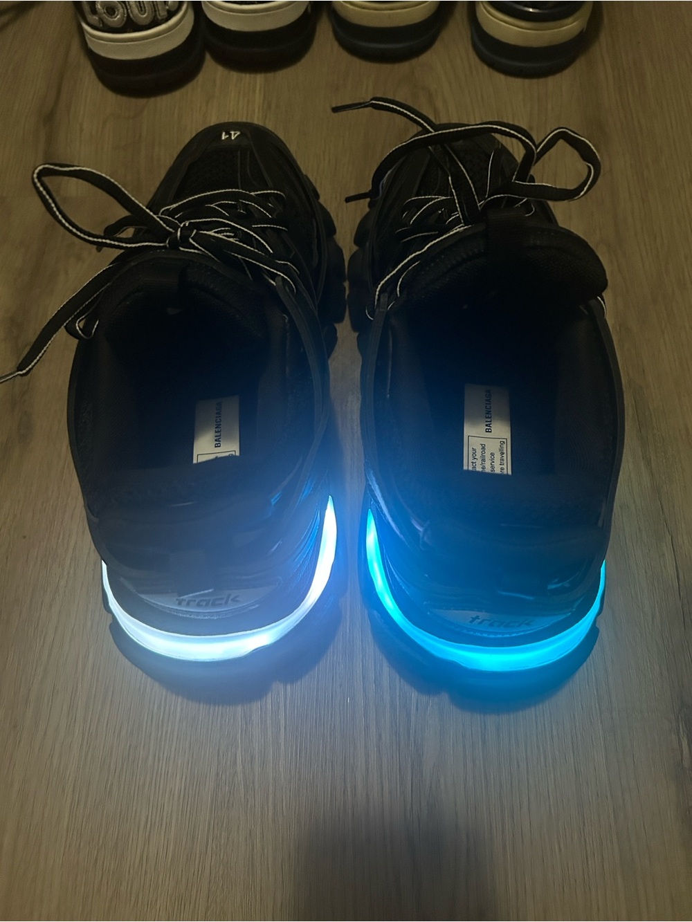Men's Black LED Accent Sneakers, Blue/White Light Detail